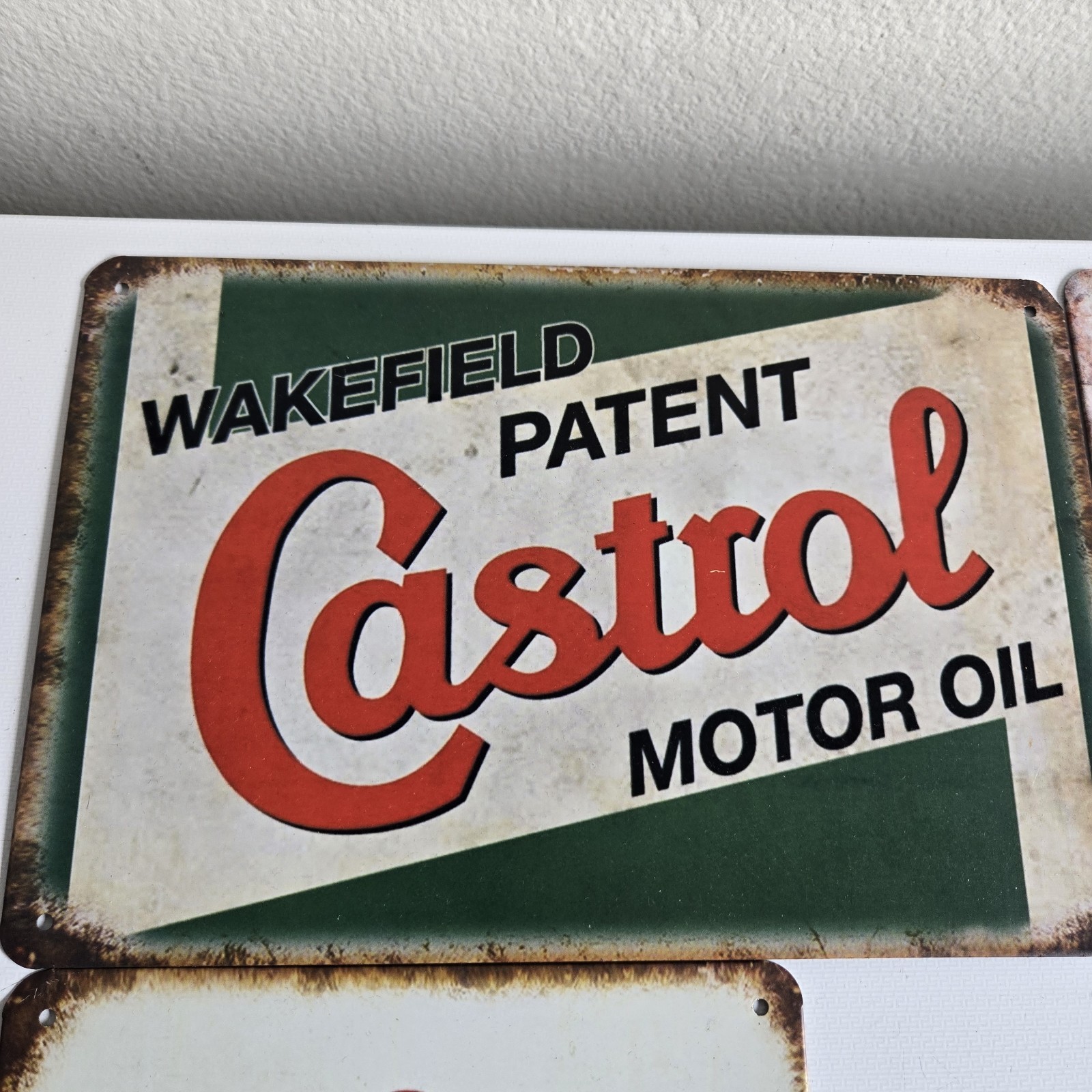 4 Motor Oil 8 x 12 Novelty Metal Signs Shrink-Wrapped Castrol Shell Texaco STP