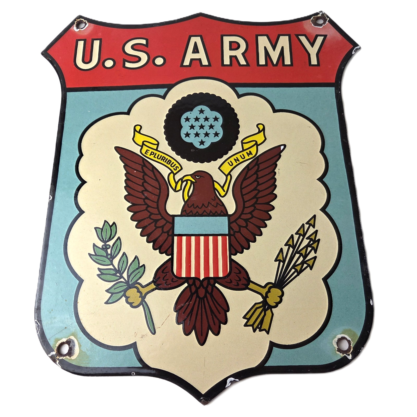 Vintage US Army Sign – Gas Pump American Shield Porcelain Sign