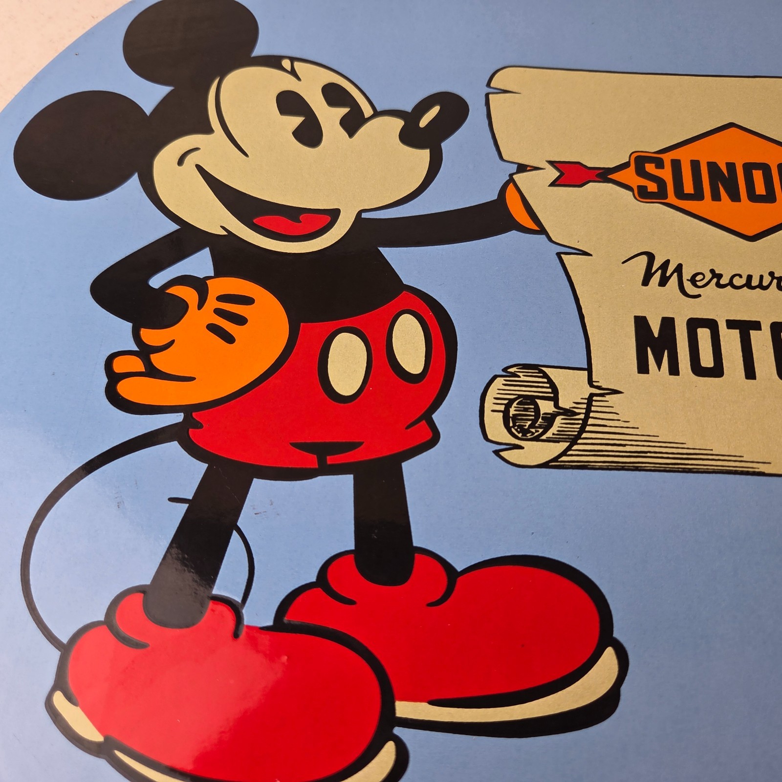 Vintage Sunoco Gasoline Porcelain Sign – Walt Disney Mickey Mouse Gas Pump Sign