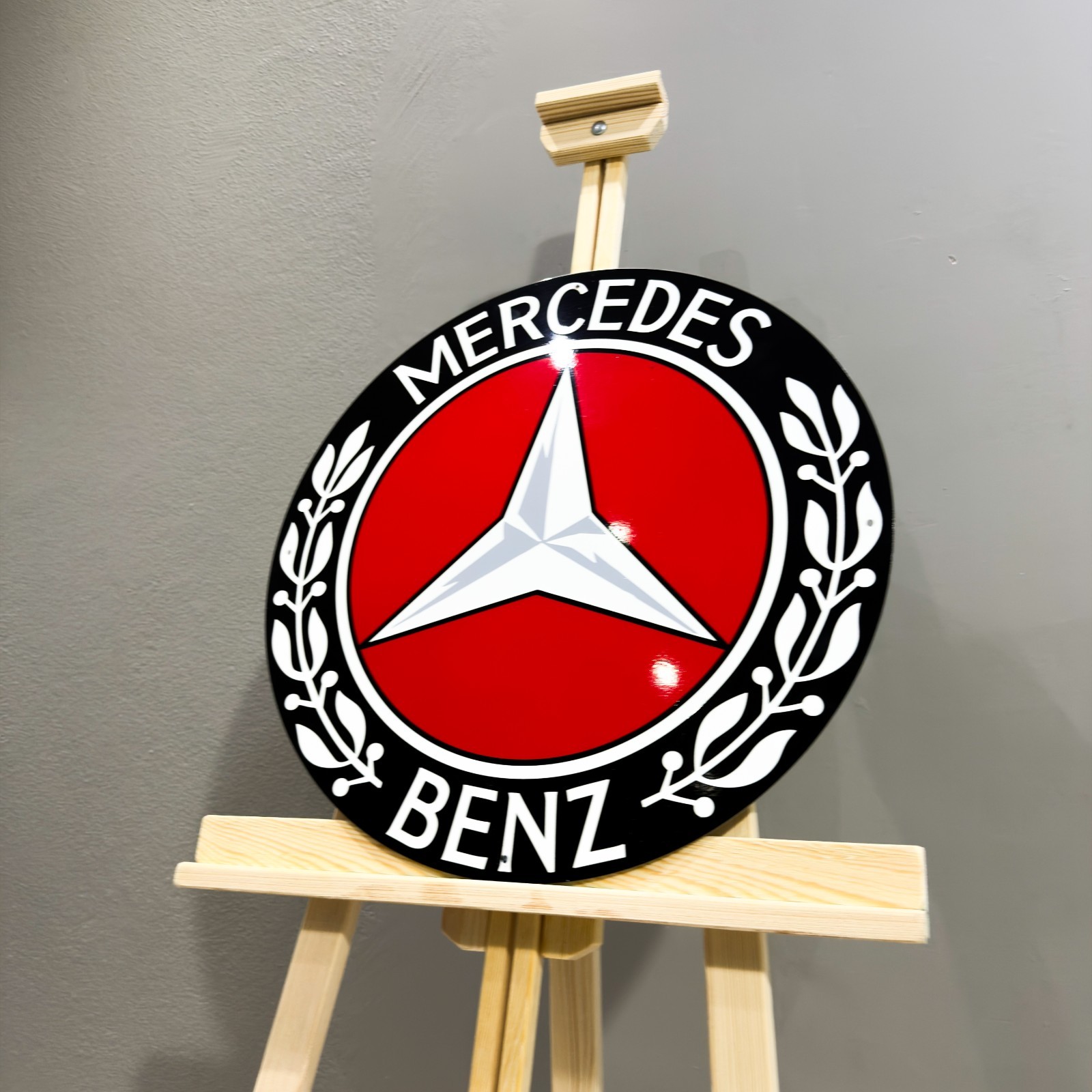 Mercedes Benz Red Star Heavy Metal Sign – Garage Wall Decor –50 cm (19.7”)