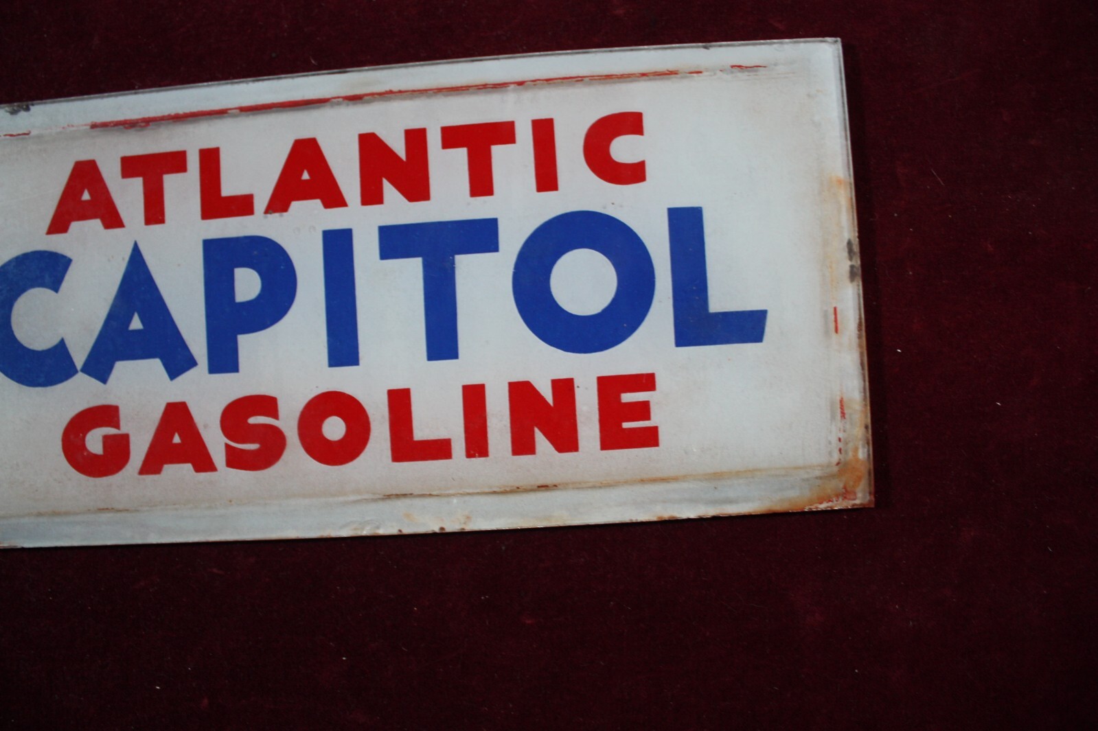 ** VINTAGE ATLANTIC CAPITAL GASOLINE SIGN WAYNE GAS PUMP PLATE LENSE SURVIVOR **