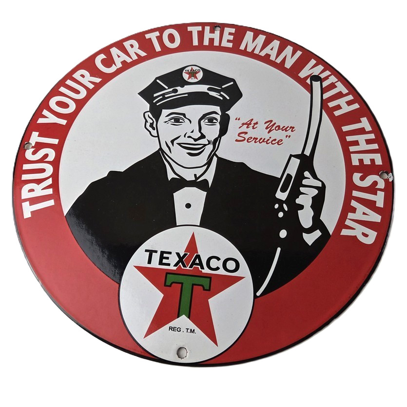 Vintage Texaco Gasoline Sign – Gas Motor Oil Pump Plate Porcelain Sign