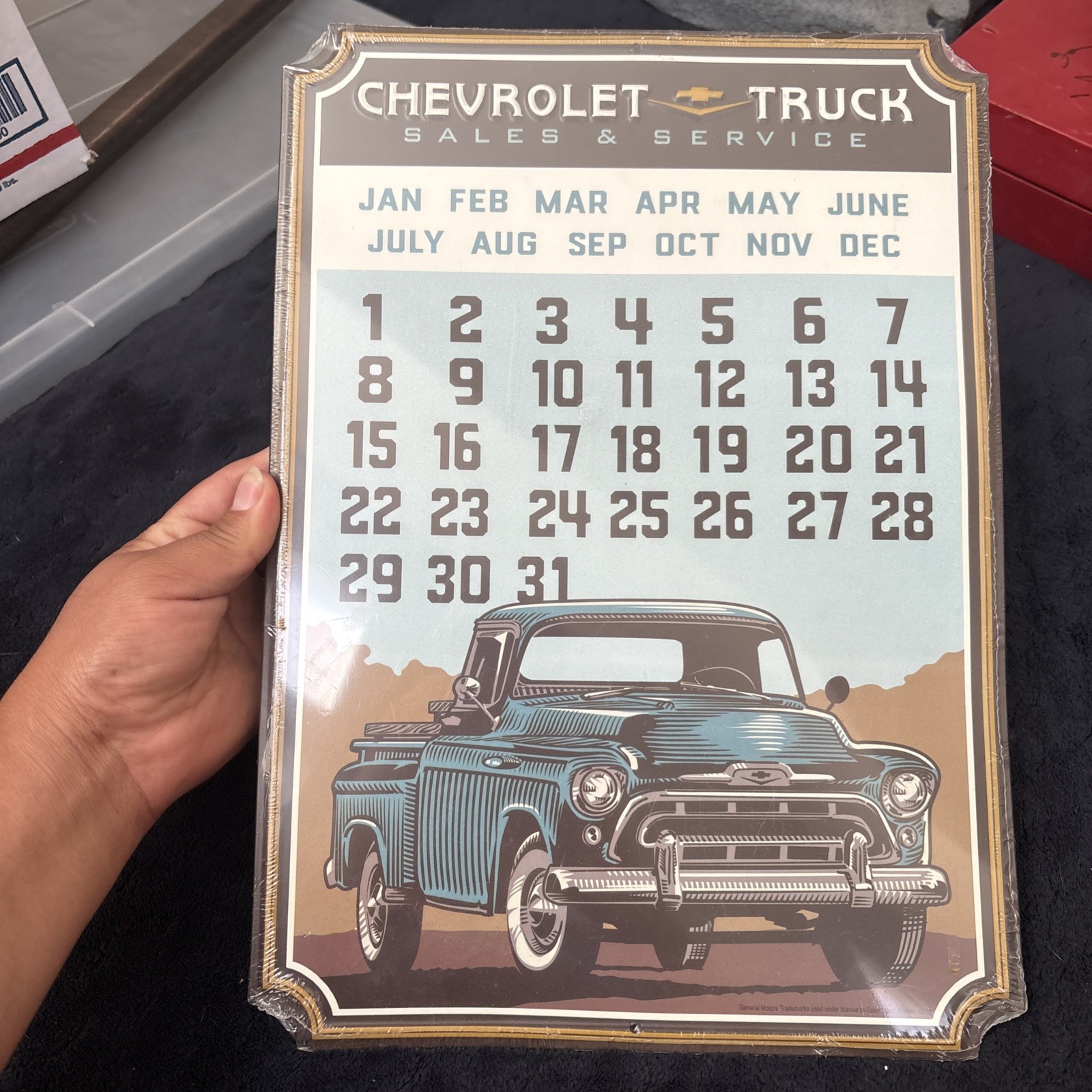 Chevrolet Truck Sales Service Calendar Yearly Metal Sign Vintage Wall Decor