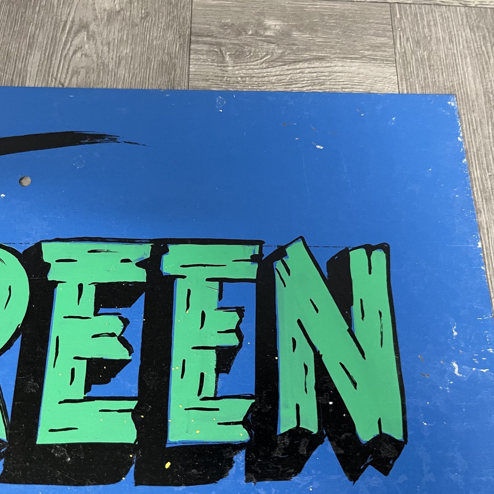 Vintage Green Akers (acres) Sign Hand Painted Folk Art Garden Greenhouse 16″x12″