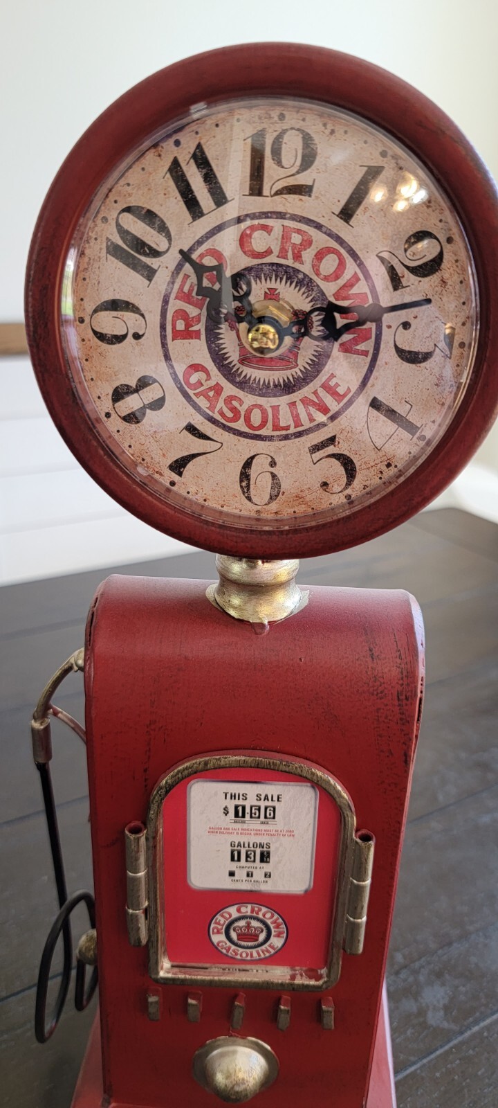 Chevron Red Crown Retro Gas Pump Clock