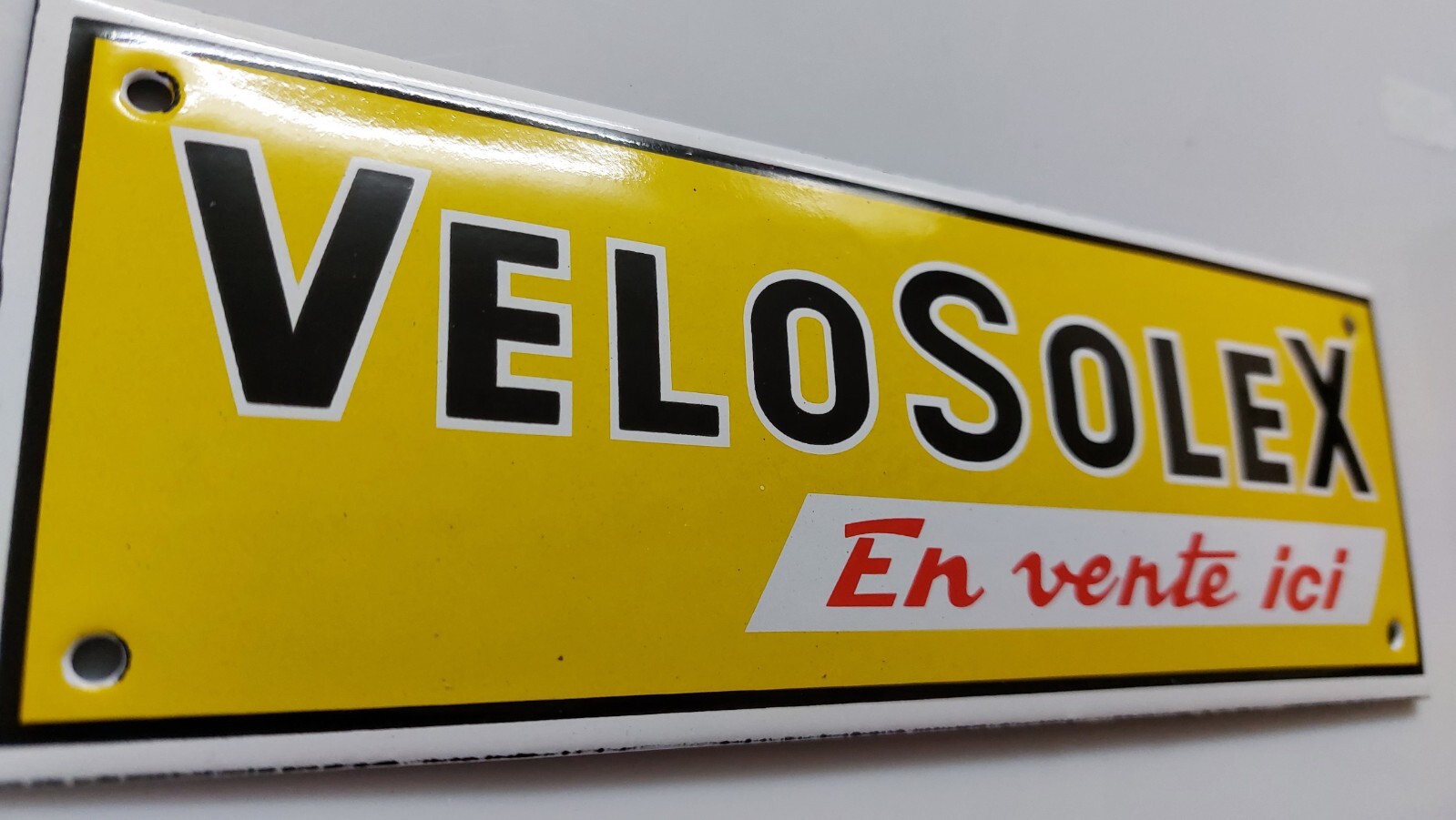 VELOSOLEX En vente ici PORCELAIN DOOR ENAMEL GARAGE SIGN 8x20cm=4×3:7