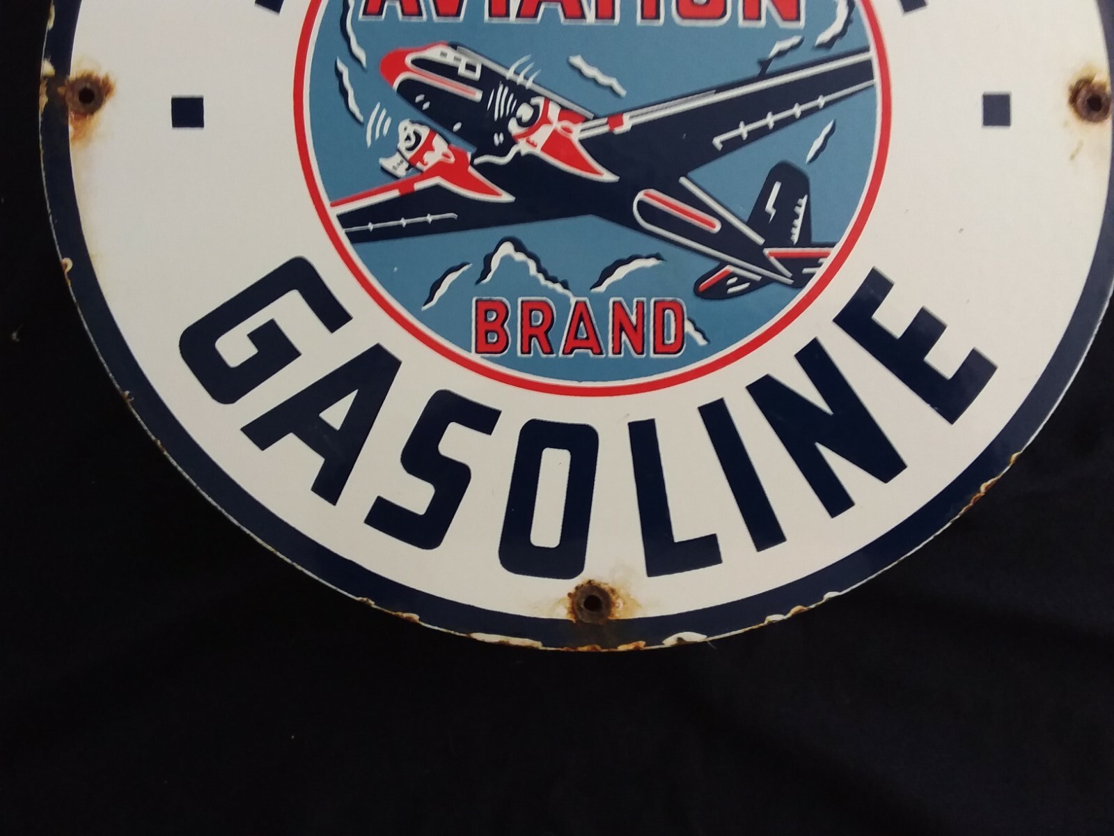 VINTAGE SMITH-O-LENE AVIATION GASOLINE / MOTOR OIL PORCELAIN GAS PUMP SIGN