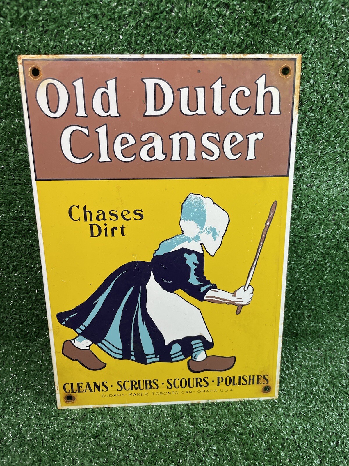 VINTAGE OLD DUTCH CLEANSER PORCELAIN SIGN CANADA USA KITCHEN HOUSEHOLD AMISH