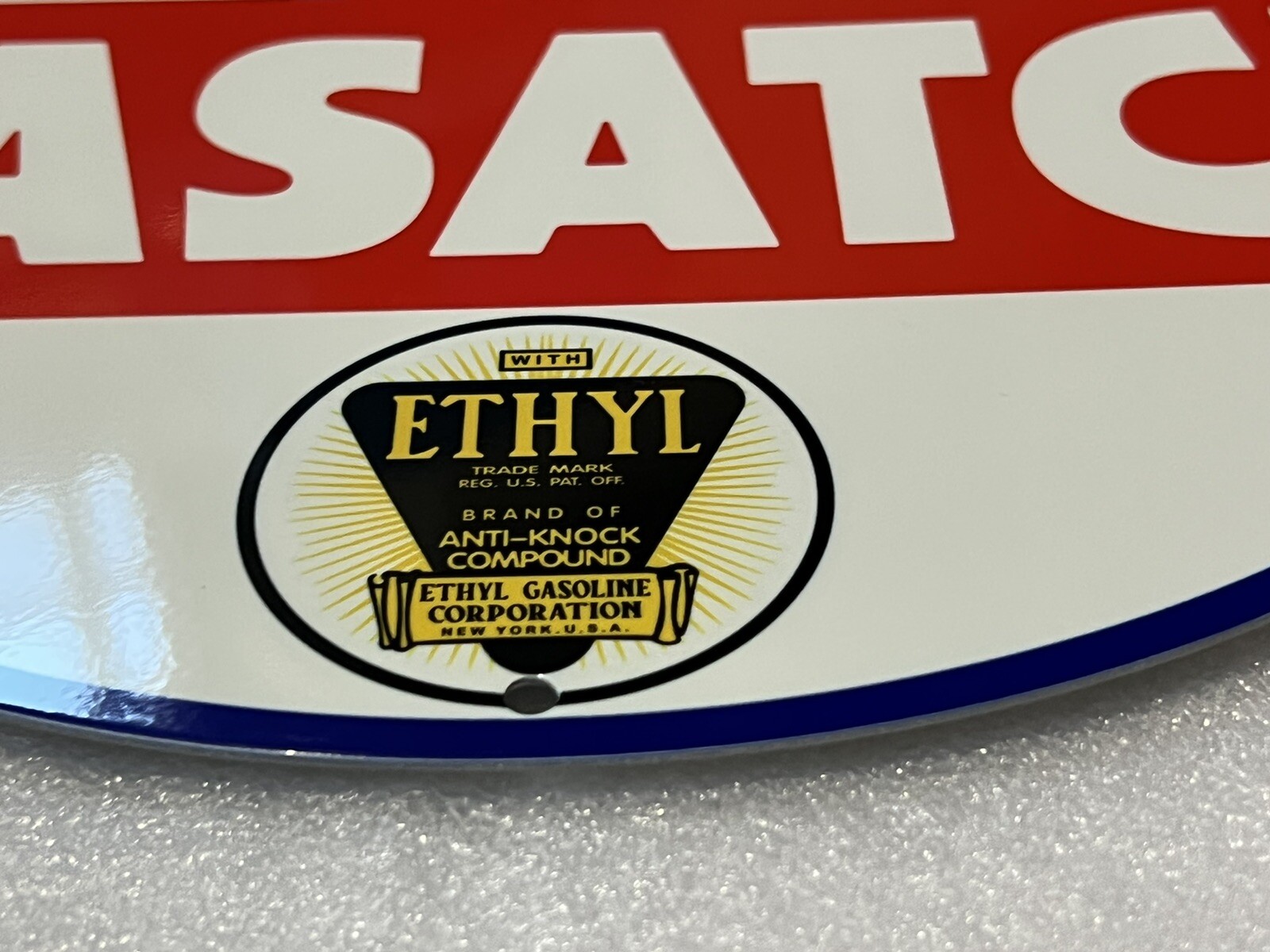 12in WASATCH indian ETHYL Gasoline Motor Oil Vintage Style Heavy Steel Sign