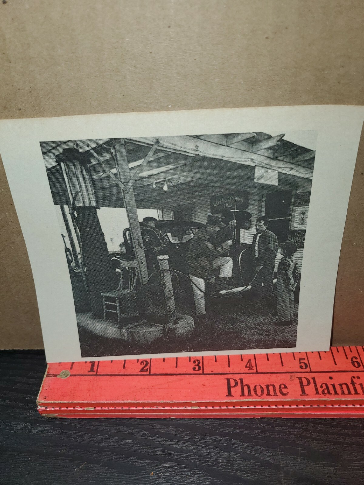Vintage Gas Station Picture Paper Ad. / Royal Crown Cola / Sunoco / Exide , Adve