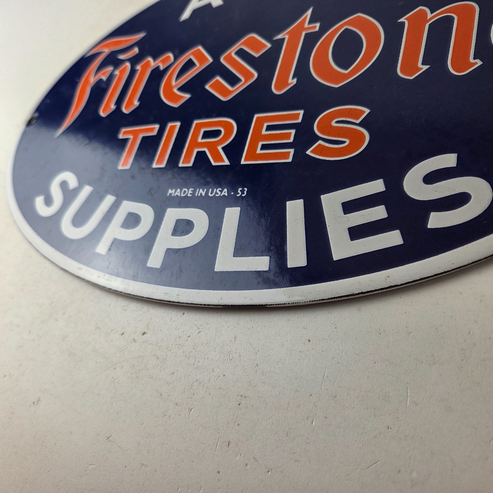 Vintage Firestone Tires Sign – Auto Supplies Gas Pump Porcelain Sign