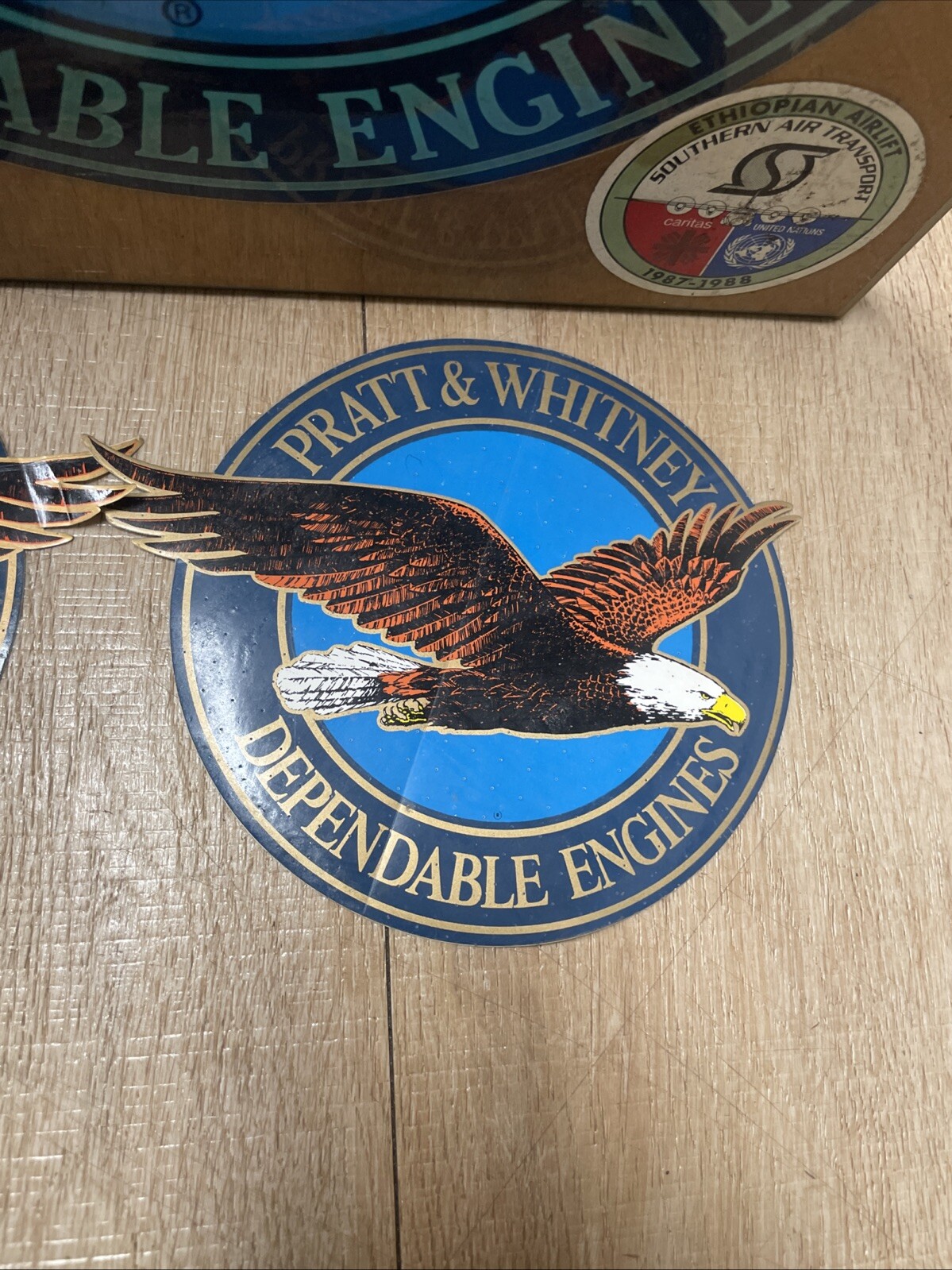 Pratt & Whitney Aircraft Large 13” X 13” Wooden Sign By Arvin & Stickers RARE