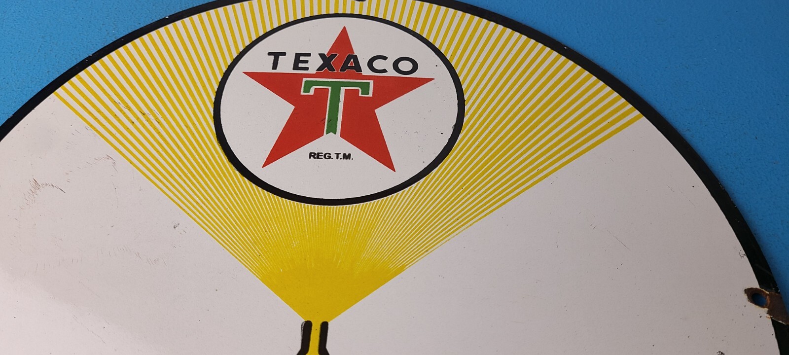 Vintage Texaco Gasoline Sign – 12″ Fuel Chief 1 Gas Pump Plate Porcelain Sign