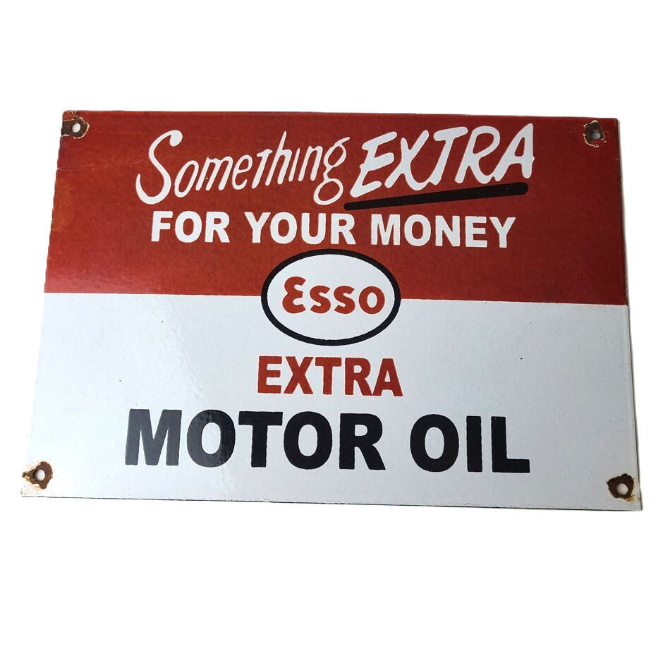 Vintage Esso Gasoline Sign – Extra Gas Service Pump Advertisement Porcelain Sign