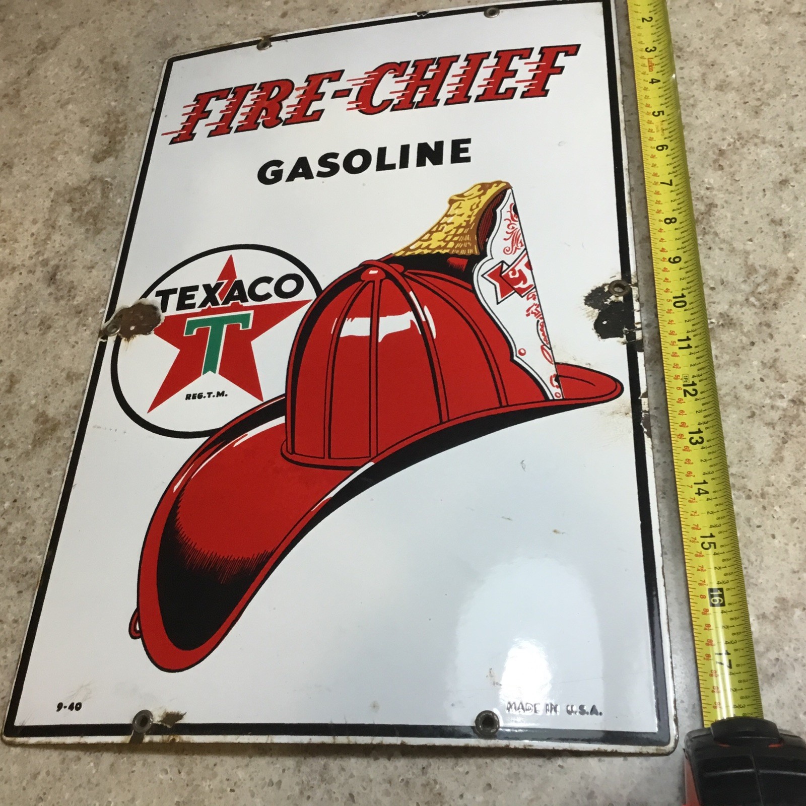 Vintage Advertising Texaco Pump Plate Sign 1940 Tin