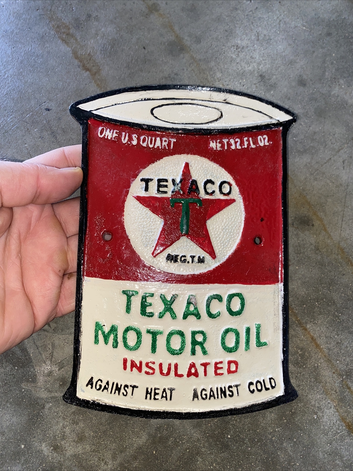 Texaco Oil Sign Plaque Coal Collector Man Cave Gas Advertisement 1/4 inch METAL