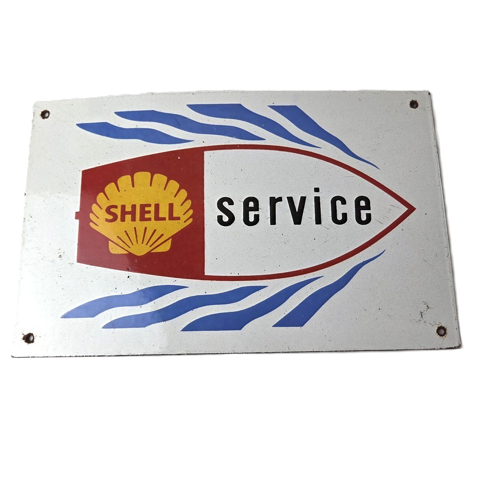 Vintage Shell Gasoline Sign – Marine Boat Porcelain Gas Pump Plate Sign