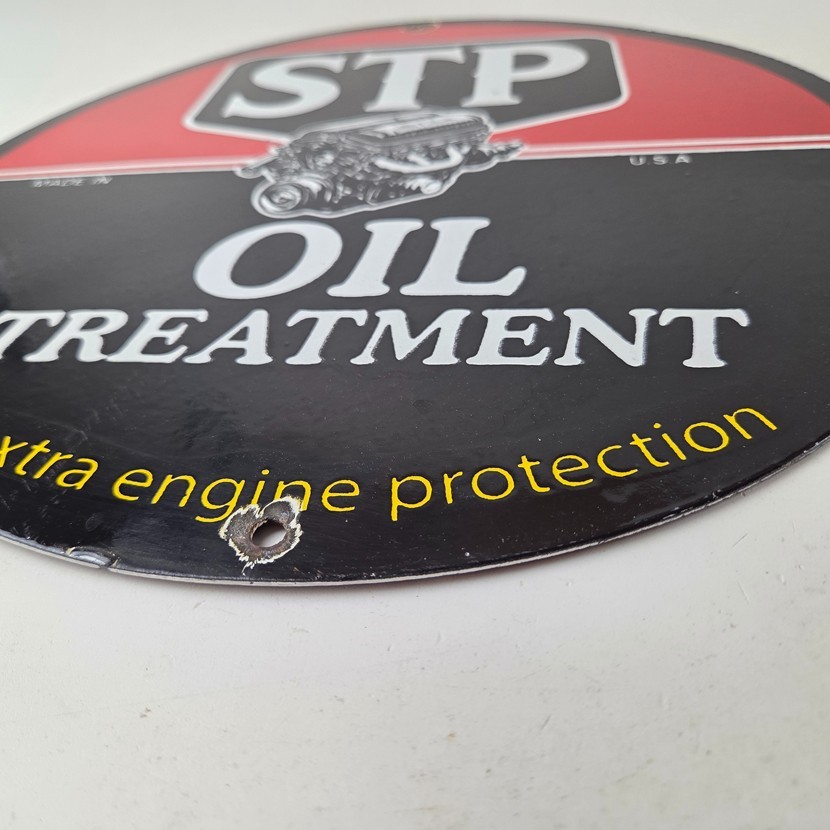 Vintage STP Porcelain Sign – Motor Oil Additive V8 Engine Sign