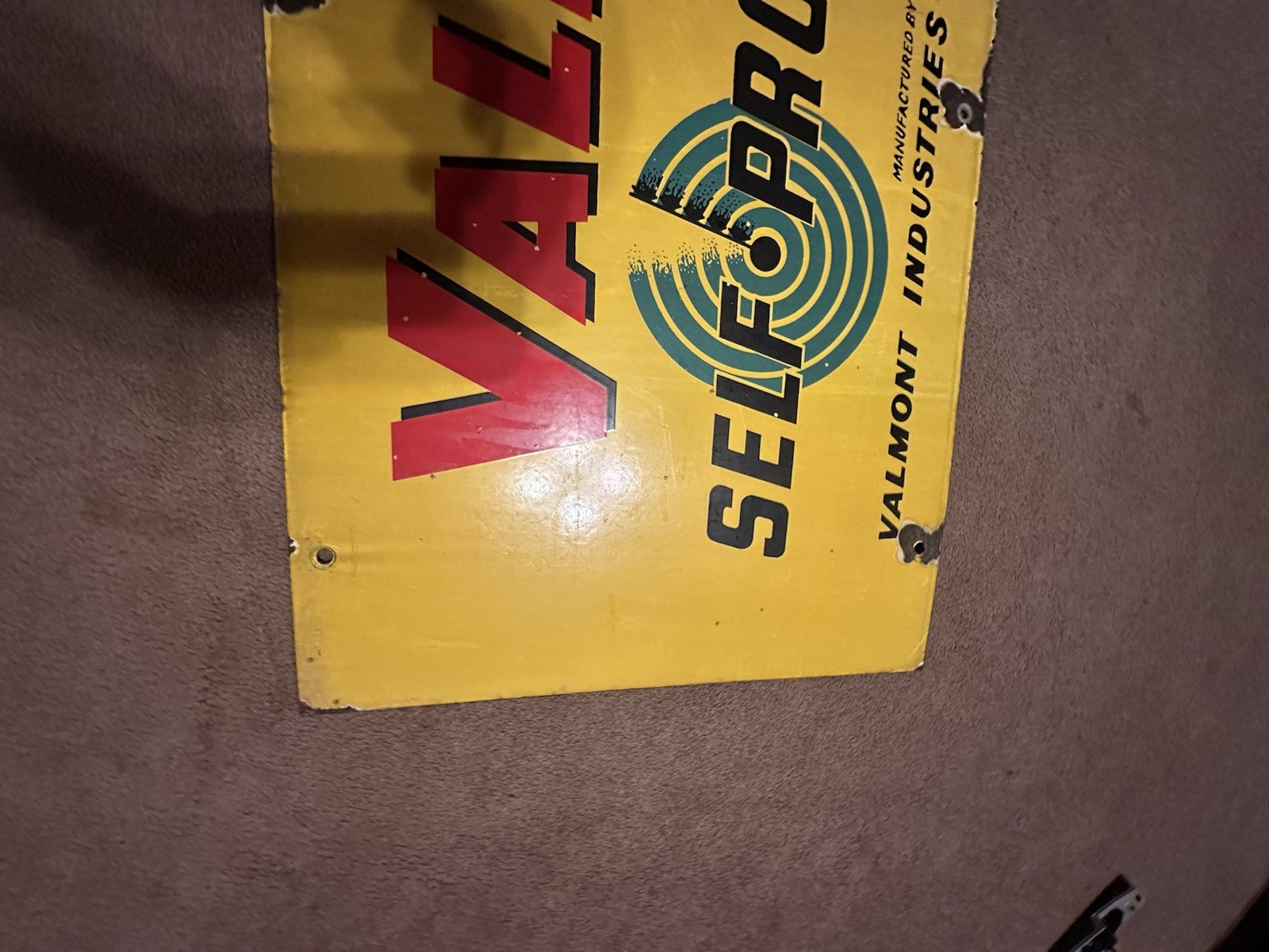 Valley Self Propelled Porcelain Sign Farm Related Red Yellow Green Black Old