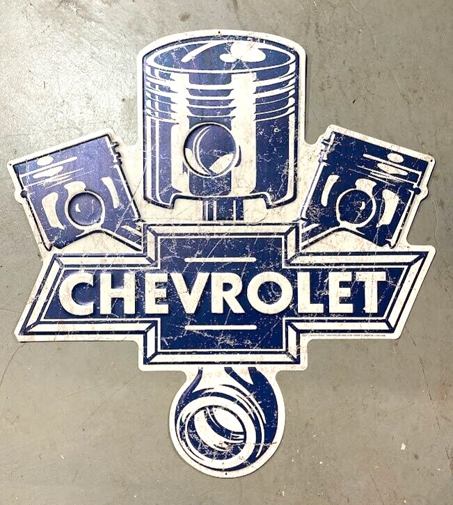 GM Chevrolet Metal Sign Pistons Garage Vintage Style Chevy Wall Decor Tools Shop
