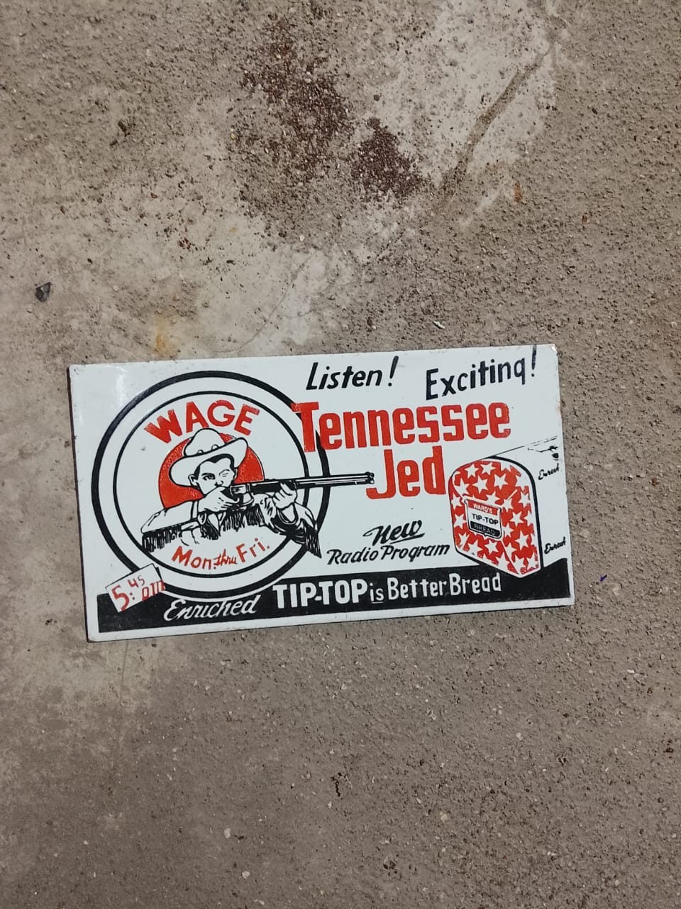 PORCELIAN WAGE ENAMEL SIGN SIZE 8X4 INCHES