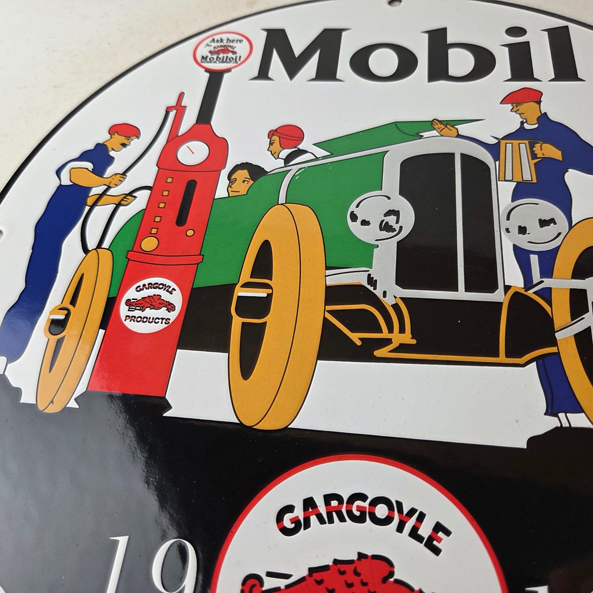 Vintage Mobil Sign – Gargoyle Mobilgas Attendants Gas Oil Filling Porcelain Sign