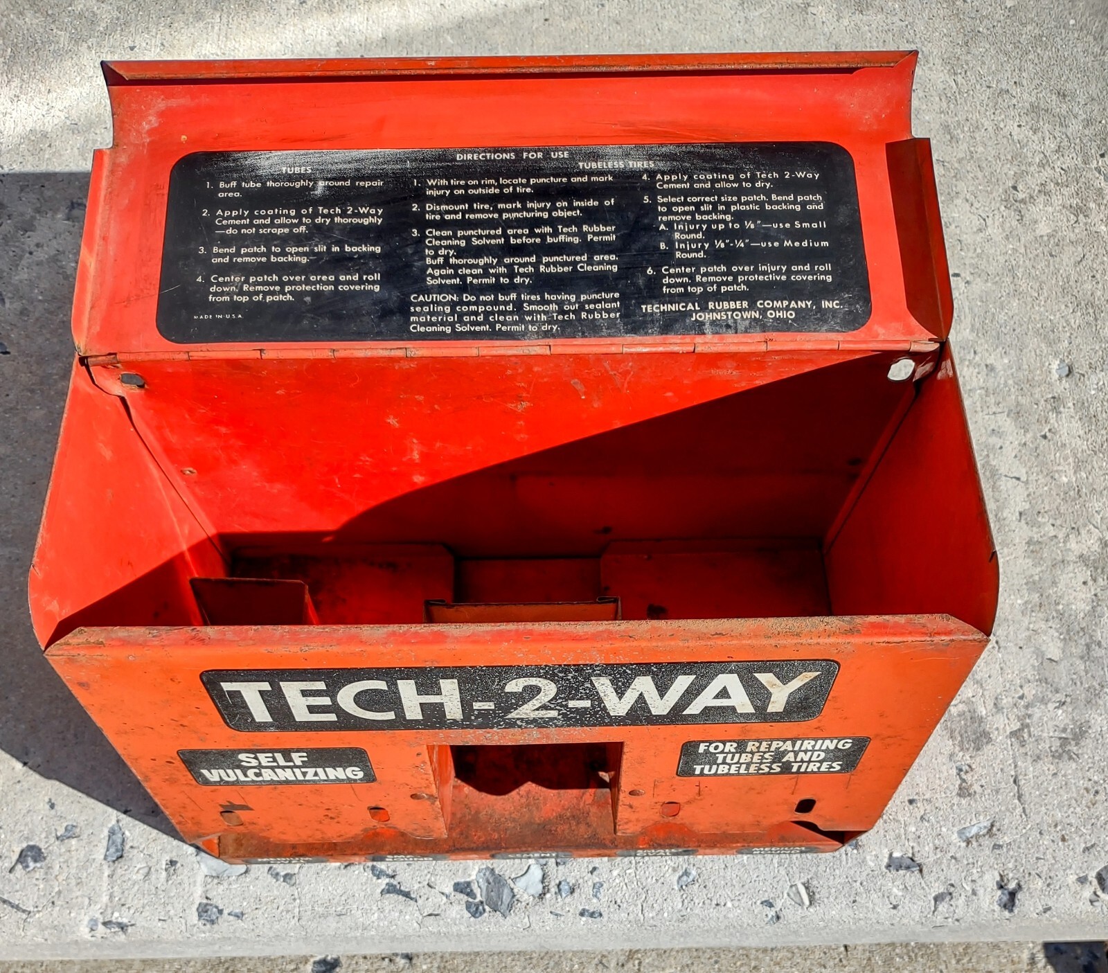 Tech-2-Way self vucanizing tire patch metal cabinet