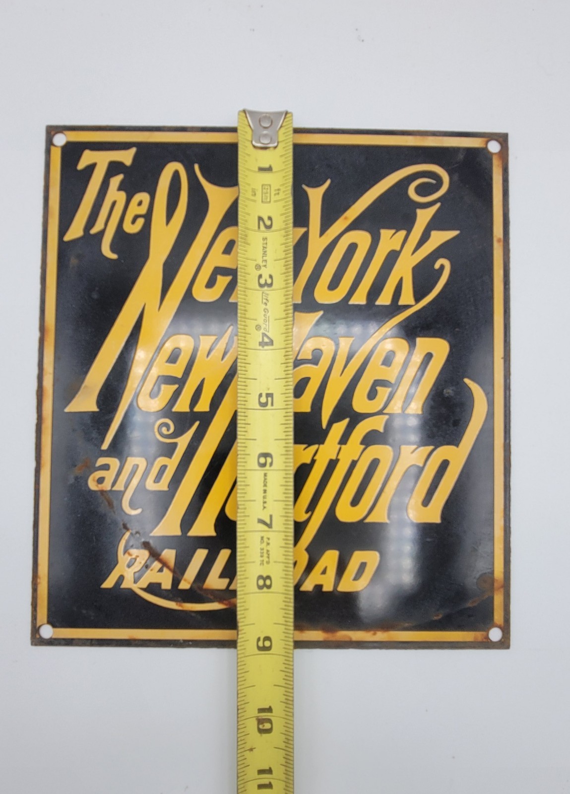 Vintage New York New Haven Hartford Railroad Porcelain Enameled Metal Sign