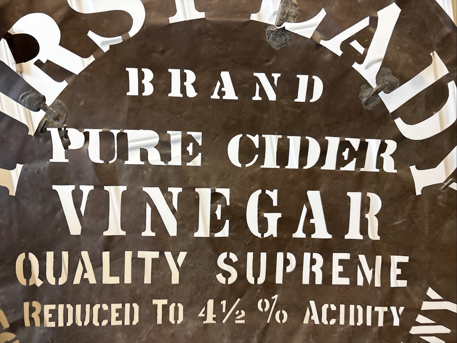 Antique First Lady Cider Vinegar Western Grocer Crate Barrel Stencil Sign Iowa