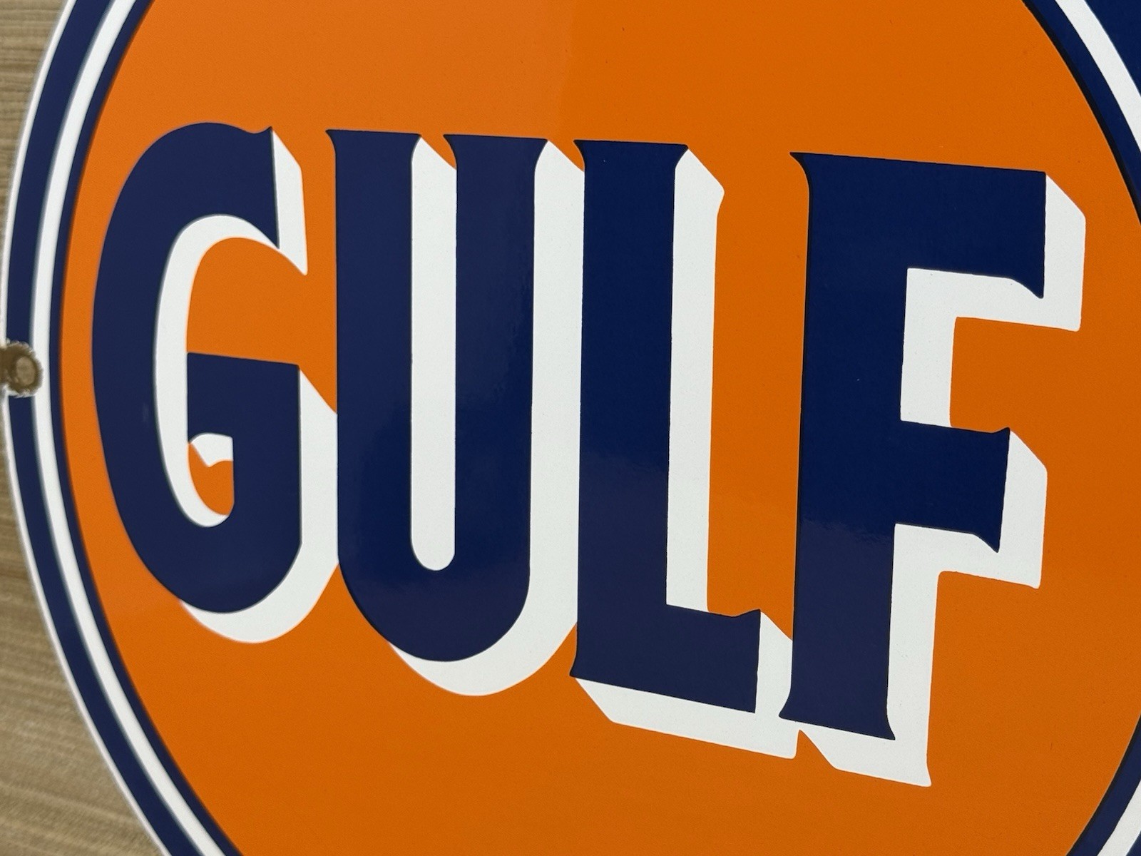 VINTAGE GULF GASOLINE PORCELAIN SIGN GAS STATION PUMP PLATE MOTOR OIL SERVICE