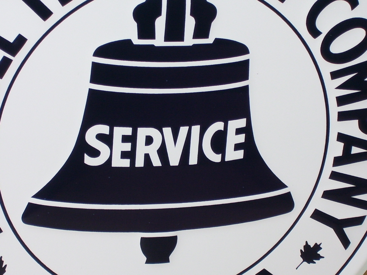 CANADA PHONE SIGN – Bell Telephone Company – GAS STATION SIGN – Shows MAPLE LEAF