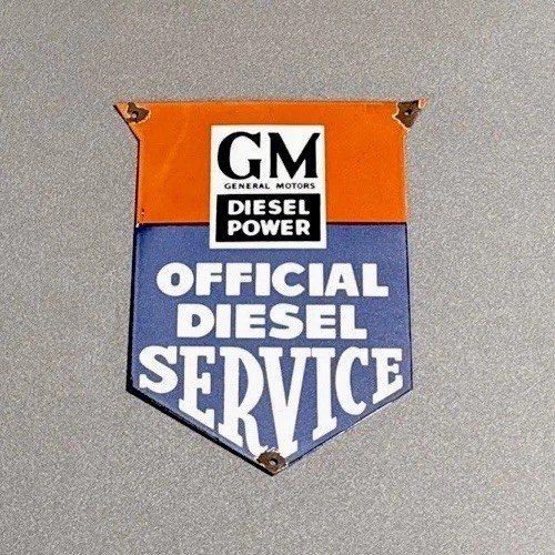 VINTAGE 12” GM GENERAL MOTOR SALES SERVICE PORCELAIN SIGN CAR OIL GAS MOTORCYCLE