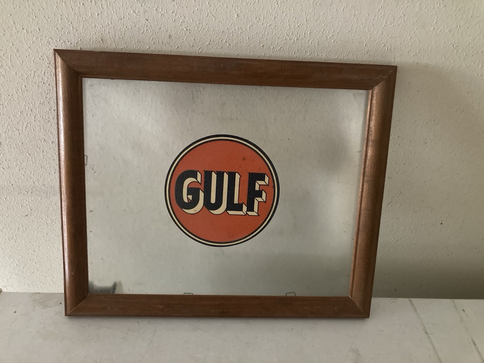 VINTAGE GULF OIL GAS GASOLINE Glass SIGN