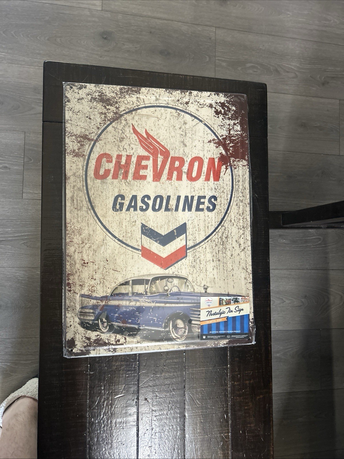 Chevron 1955 Chevrolet Bel Air Garage Shop Man Cave Outside Metal Sign 17×12