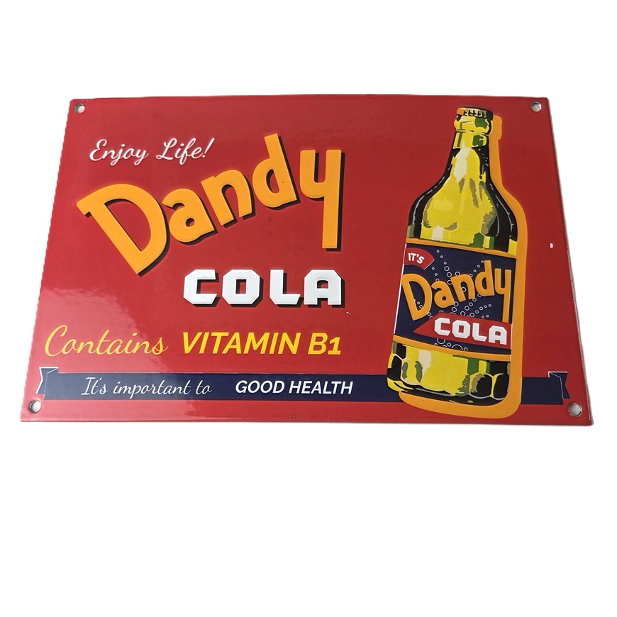 Vintage Dandy Cola Sign – Vitamin Soda Gas Pump Bottles Beverage Porcelain Sign