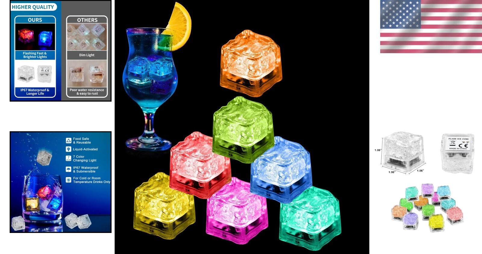 Rechargeable LED Ice Cubes – Food-Grade Party Lights for Festive Fun