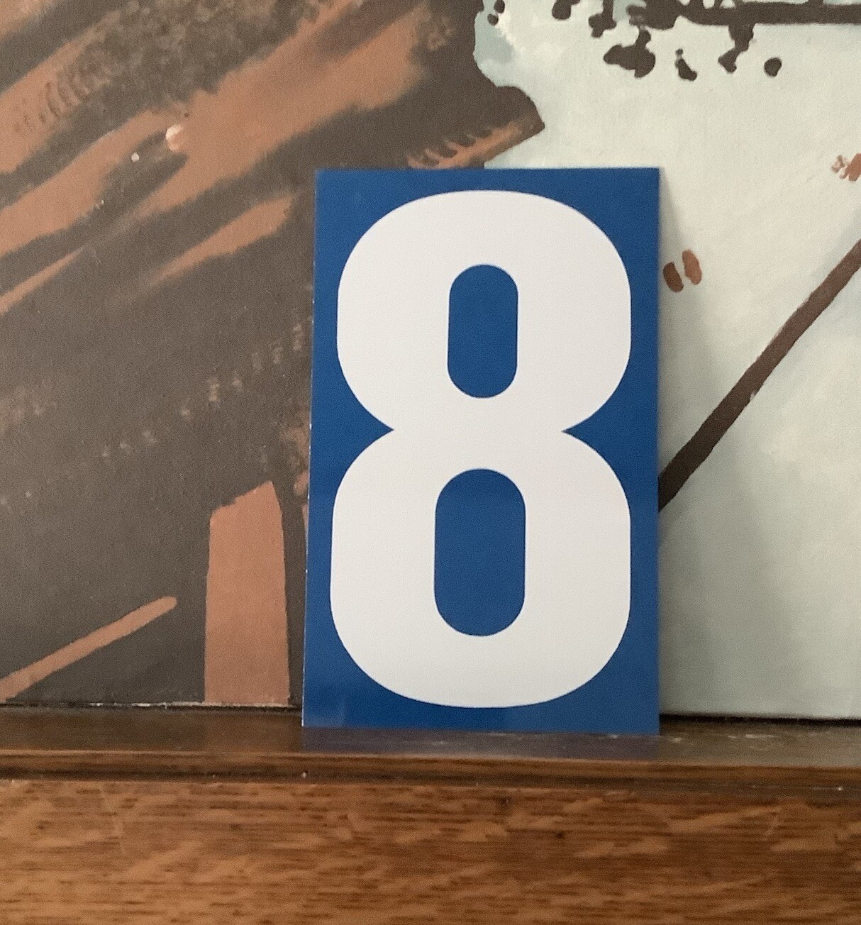 Vintage Chevron Double Sided Metal Gas Station Numbers 6-9-8 White Blue Graphic