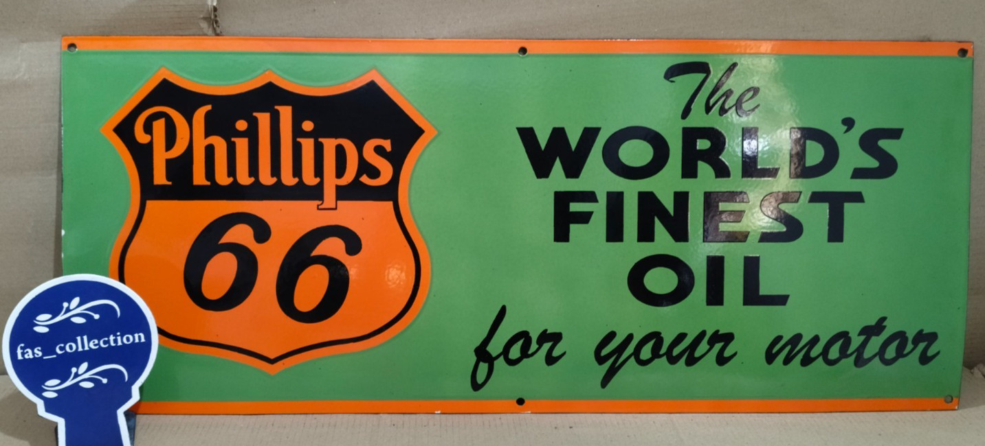 Phillips 66 Porcelain Enamel Sign 36 x 15 Inches 1 Sided