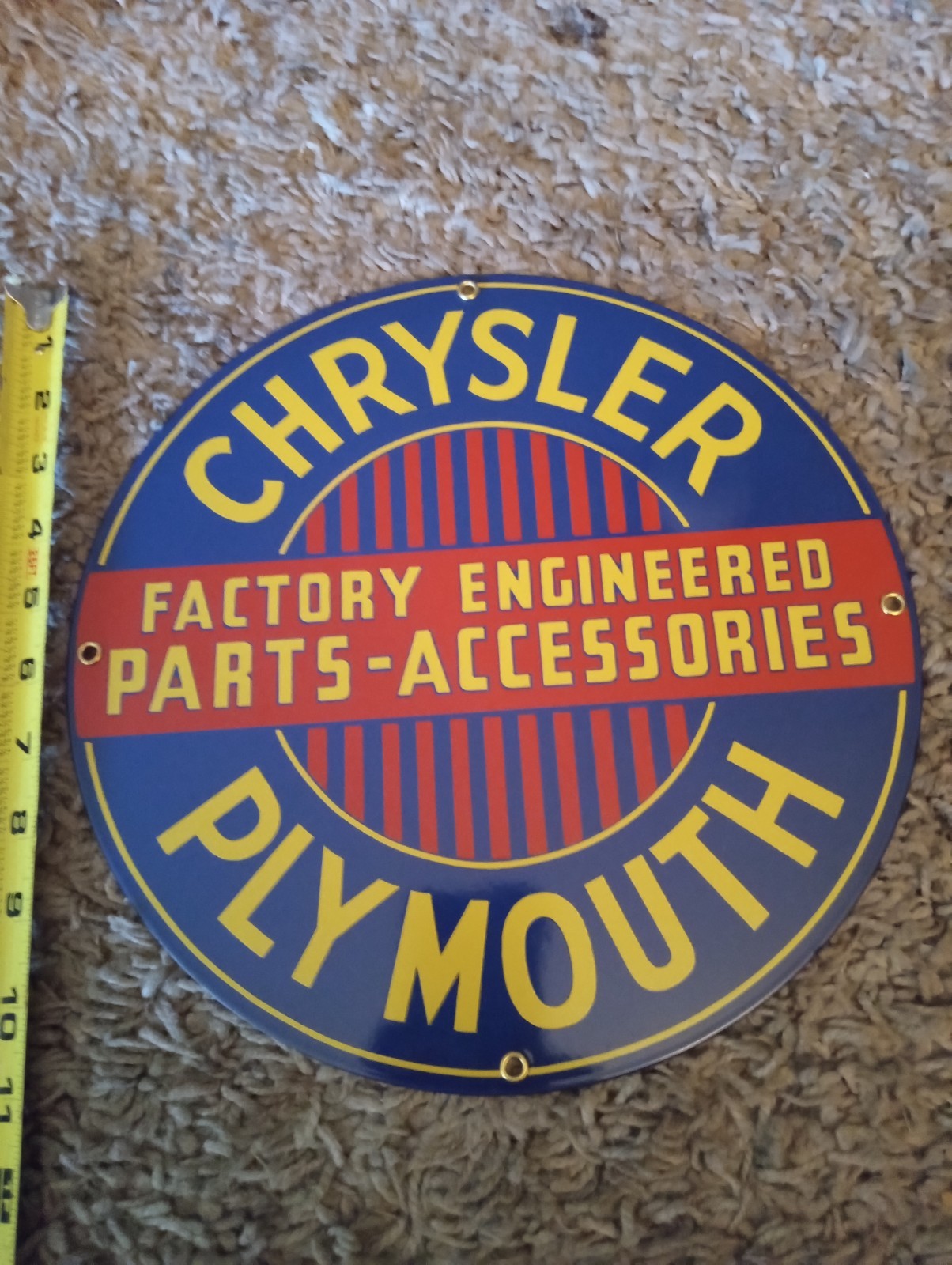 VINTAGE CHRYSLER PORCELAIN SIGN GENERAL MOTORS DEALERSHIP GAS OIL PLYMOUTH MOPAR