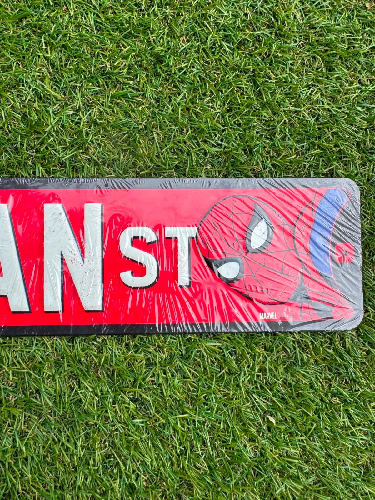 Spiderman Metal Street Sign 20 by 3 Inch Raised Letters Garage Shop