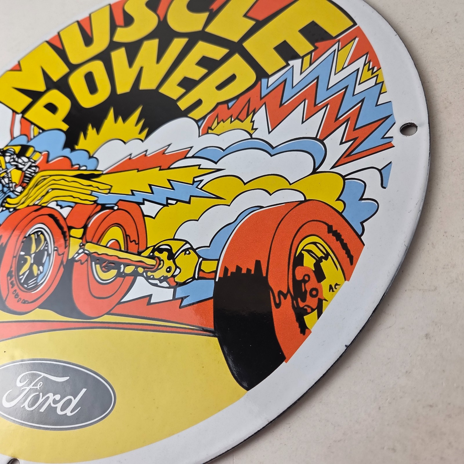 Vintage Ford Muscle Power Sign – Automobile Service Station Gas Pump Sign