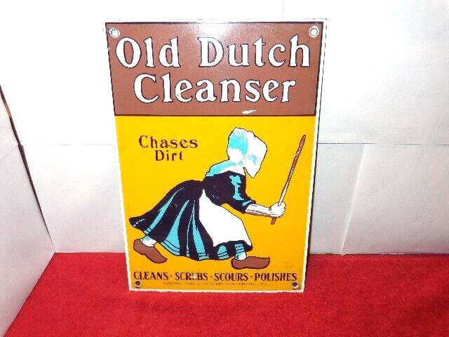 9 x 13 in OLD DUTCH CLEANSER CANADA & U. S. A. ADV. SIGN DIE CUT METAL #S 168
