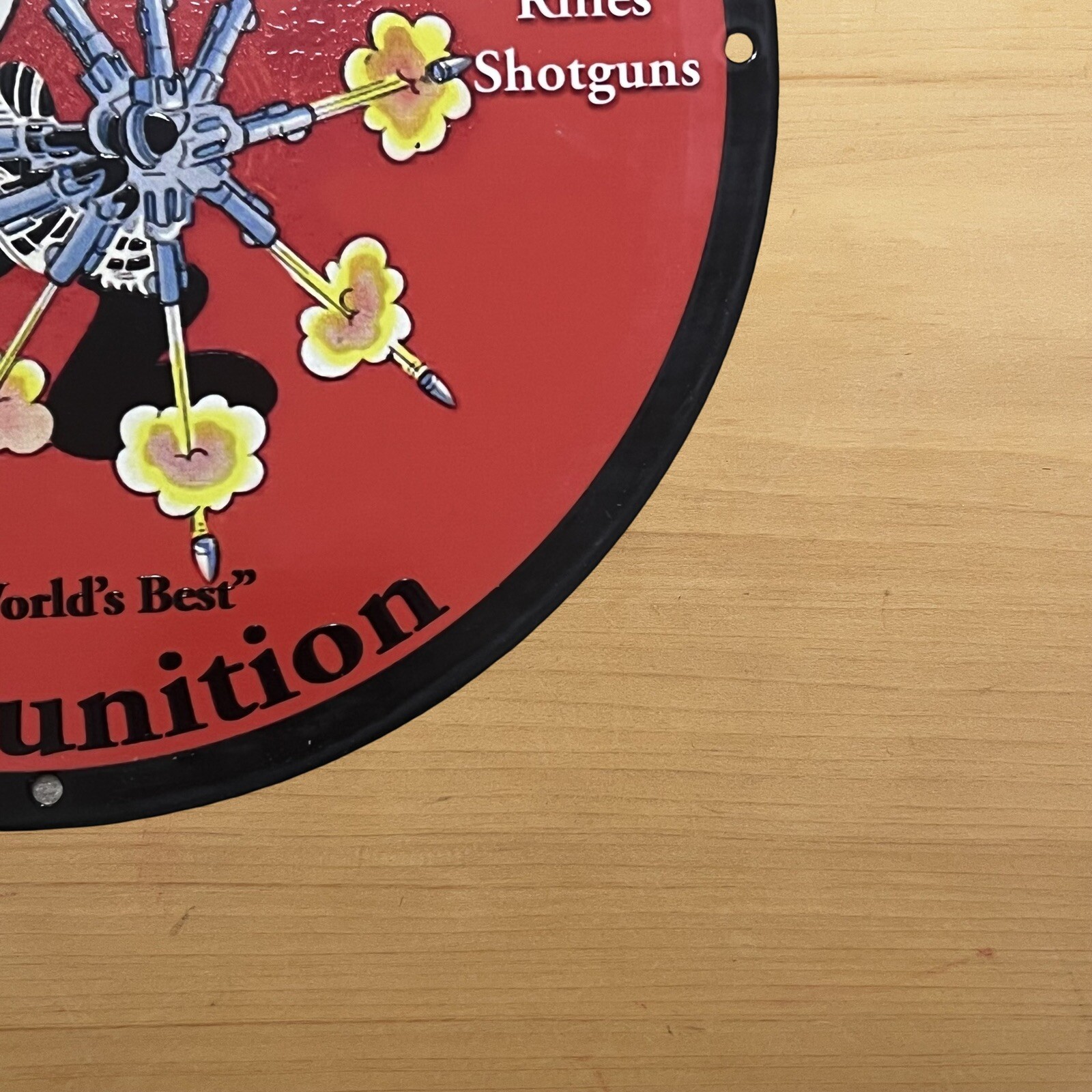 VINTAGE WESTERN AMMUNITION PORCELAIN SIGN FELIX GUNS SERVICE STATION PUMP PLATE