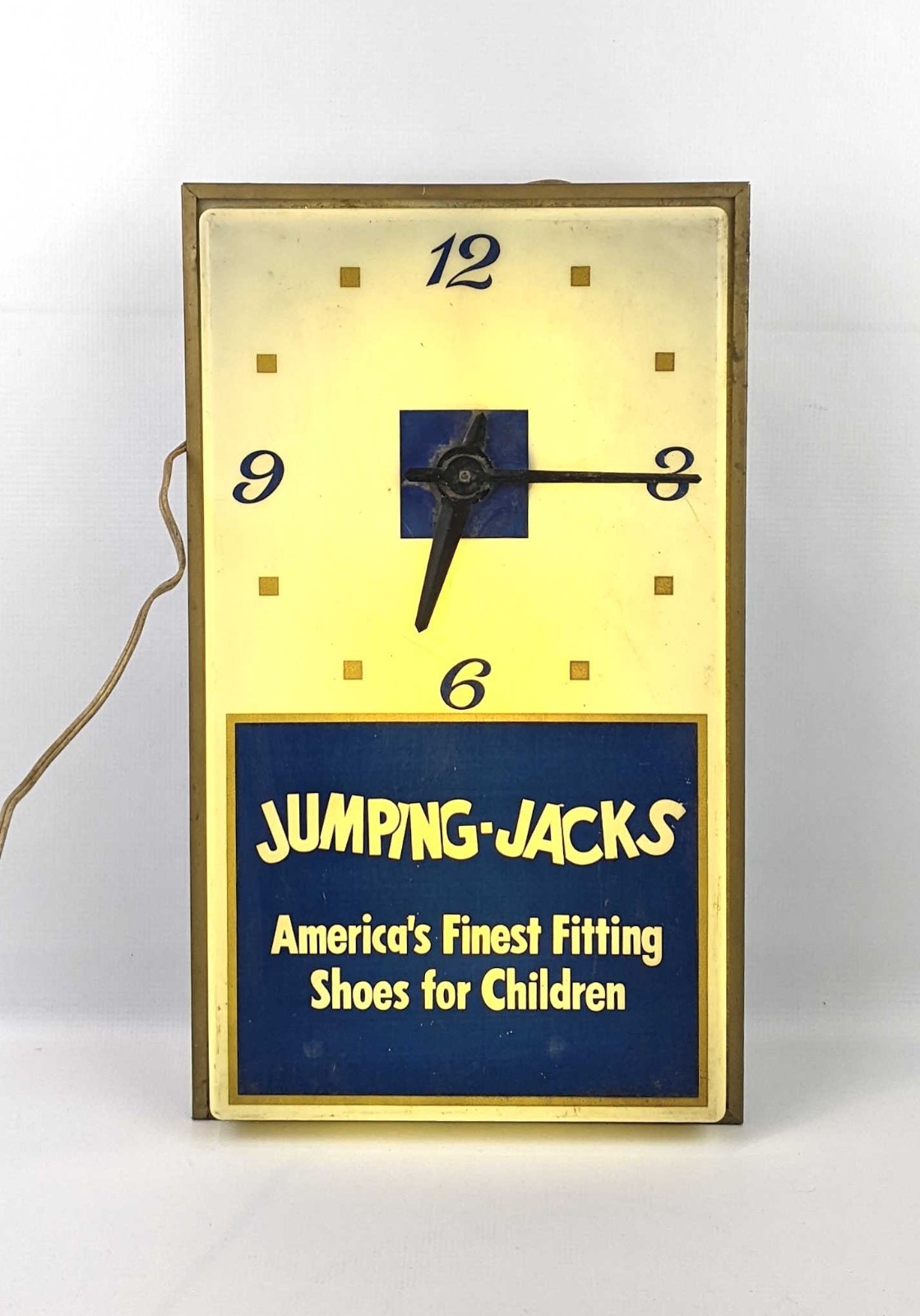 Very Rare Vintage Jumping Jacks Shoes Advertising Lighted Sign Clock As Found