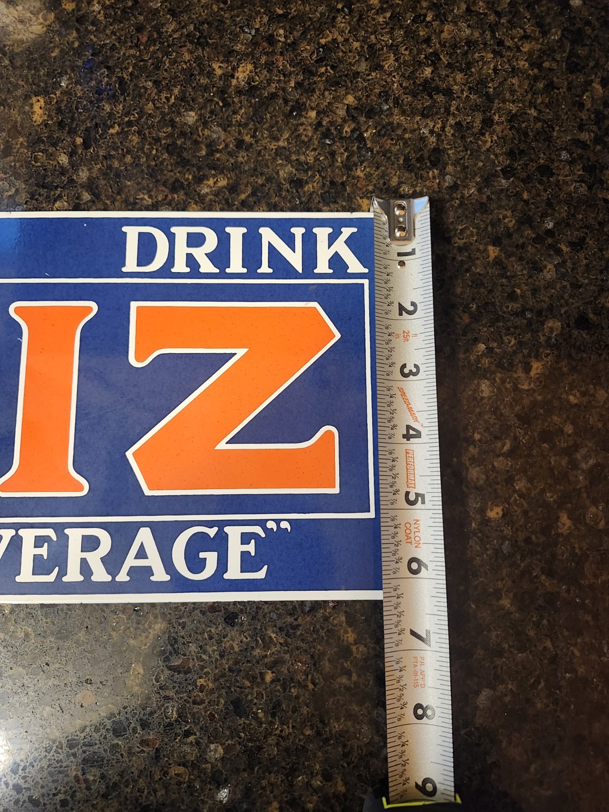 Vtg Drink WHIZ COLA Porcelain Sign Gas Station Soda Pop Rooney Sprite Pepsi Dew