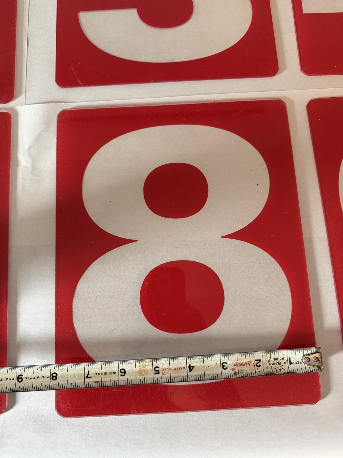 Gas Station Price Numbers 0-9 58 Piece Set Of 8” X 10” Red Clear Plexiglass