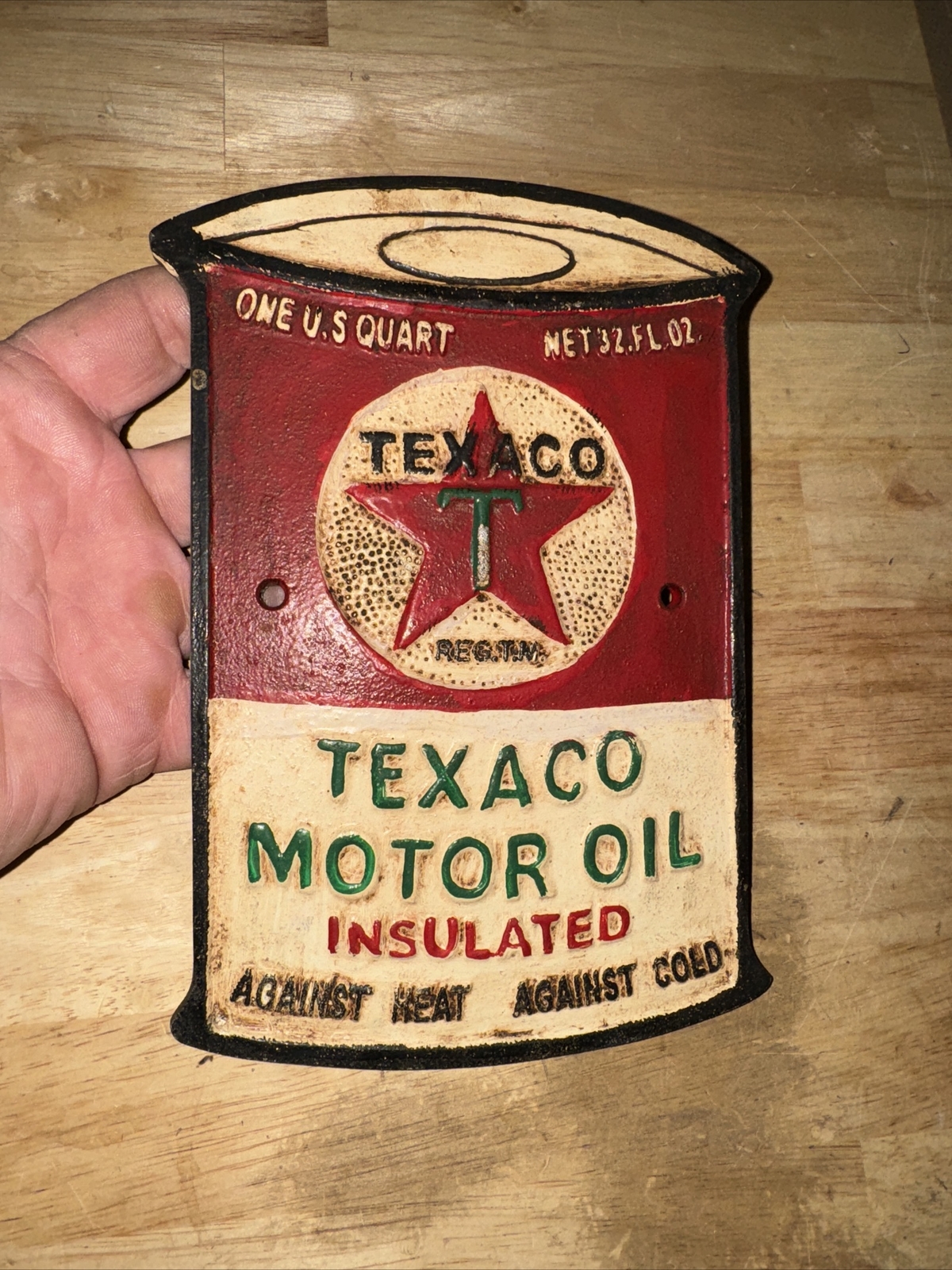 Texaco Oil Sign Plaque Coal Collector Man Cave Gas Advertisement 1/4 inch METAL