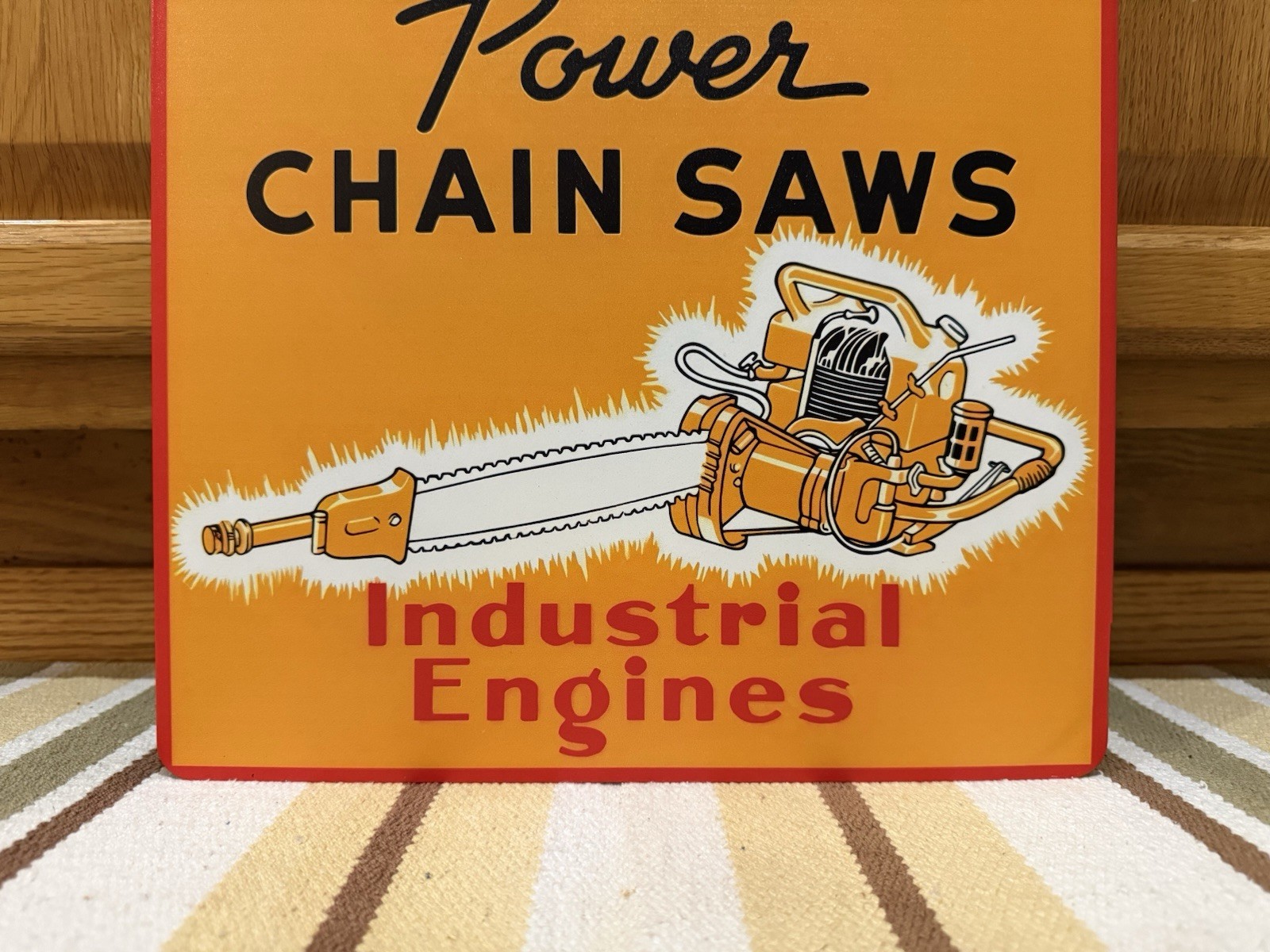Hornet Chain Saw Flange Sign Sales Service Double Sided Vintage Style Wall Decor