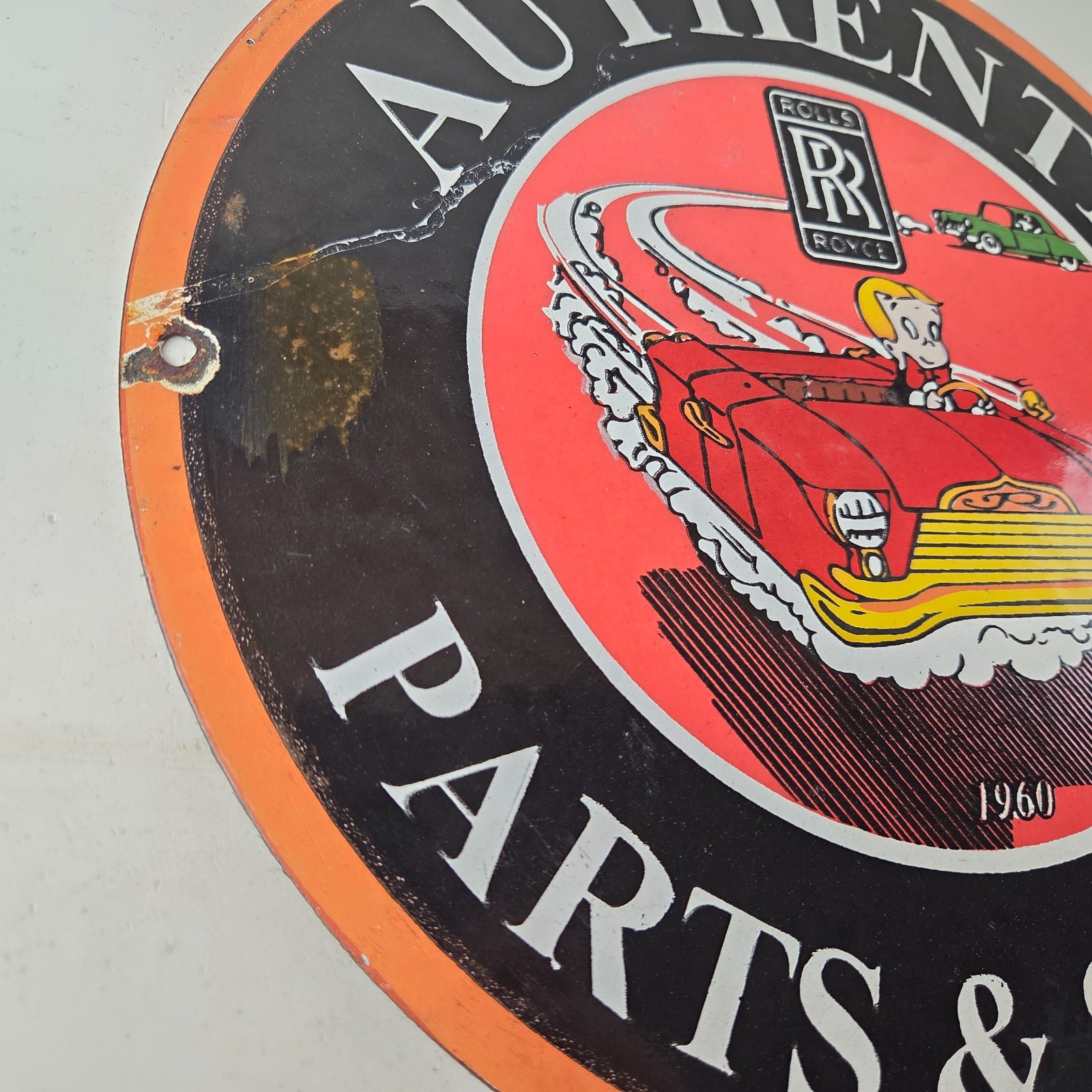 Vintage Rolls Royce Sign – Authentic Parts & Service Gas Pump Porcelain Sign