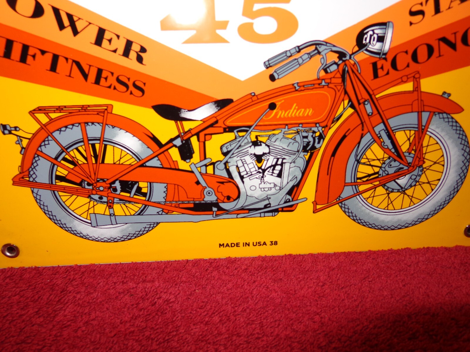 12 x 9 INDIAN SCOUT MOTORCYCLES ADV. SIGN HEAVY DIE CUT METAL PORCELAIN S -243E